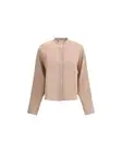 Loulou De Saison Silk Blouse Mandarin Collar Relaxed Fit Women Multicolor Shirts
