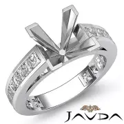 Princess Semi Mount Shape Diamond Engagement Ring Setting 14k White Gold 1.2Ctw