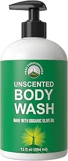 Ultra Pure Body Wash Made With Organic Ingredients Including Aloe Vera, Olive Oil, Jojoba, Coconut Oil, and Shea Butter. Unscented And Great For Sensitive Skin. Natural Vegan Body Wash No Toxins