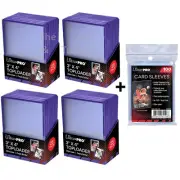 100 Ultra PRO Regular Purple 35pt Card Toploaders + SLEEVES Toploader Loaders