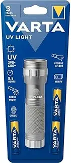 VARTA UV LED Torch with 3 x AAA Batteries, UV Light, for Checking & Verifying Banknotes, Fingerprints, Hygiene Aid, for Detecting Dirt Residue & Urine from Pets