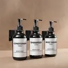 1/2/3 Pcs 16oz Plastic Soap Dispenser Bottle with 8 Labels Wall Mounted Bracket