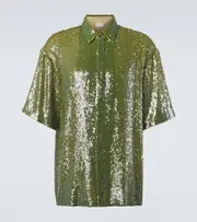 [Dries Van Noten] Dries Van Noten Sequined shirt UK 15 green