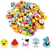 100 Pieces Mini Erasers for Kids,Bulk Small Animal Fruit Ocean Love Pencil Erasers Assortment for Home Rewards, School Supplies and Gift Filling(Random Designs)