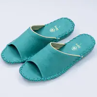 在飛比找PChome24h購物優惠-【PANSY】經典款 女士手工防滑舒適柔軟皮革室內拖鞋 綠色