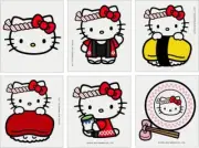 Hello Kitty Assorted Sushi Stickers (Sanrio) Set of 6 - 2012 - NEW