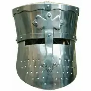 Soled 18Gauge Steel Lerp Medieval Great Helmet Knight Templar Crusader Helmet