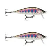 2x Rapala 7.5cm Countdown Sink Hardbody Balsa Fishing Lures - Gilded Rainbow