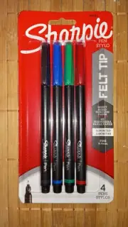 4 Color Sharpie Fine 0.4mm Point Pens Felt Tip Point Stylo Black Blue Red Green