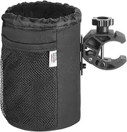 KEMIMOTO Motorcycle Cup Holder, Universal Cup Holder with 0.6"-1.5" Alligator Clamp and 2 Individual Mesh Pockets, Cup Holder for Motorcycle Kayak Bike ATV UTV Scooter Boat Walker