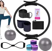 Yoga Sets for Women, Pilates Ring Set - Pilates Kit for Workouts, Accessories for Home Training, Multifunctional Stretch Belt, Yoga Bands for Gym, Men, Women
