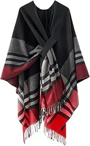 [YEDECOR] Knit Vintage Traditional Print Ponchos for Women - Shawl Wrap Poncho with Tassel - Cape Cardigan for Fall Winter,A-OneSize