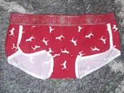NeW Vs Pink Older Style cotton Glitter logo boyshort Panty Size Medium Red Logo
