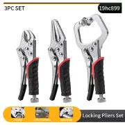 3Pcs Set Locking Pliers Set, 4", 5" and C5 Curved Jaw Heavy Duty Steel Clamp