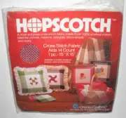 Charles Craft HOPSCOTCH Maroon & Cream Aida 14 count Cross Stitch Fabric NEW