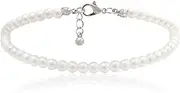 [COLORFUL BLING] 1Pc Pearl Handmade Anklet Simple Imitation pearls Hand Woven Boho Foot Jewelry Anklet Bracelet Summer Beach for Women