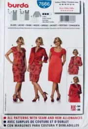Burda Sewing Pattern 7666 | Misses Lined Jacket & Dress | Size 18 - 28 | UNCUT