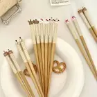Bamboo Chopsticks Cartoon Animal Non Slip Chopsticks Long Chopsticks Tableware