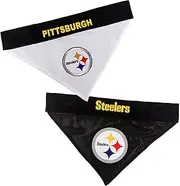 NFL Pittsburgh Steelers Reversible Bandana Size XX-Large for Dogs & Cats. 2 Sided Sports Bandana, Premium Embroidery Team Logo, Many NFL Teams Available