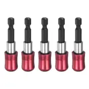 5pcs 2.5" 1/4 Inch Hex Shank Magnetic Extension Chuck Adapter, Red