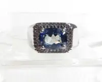 在飛比找Yahoo!奇摩拍賣優惠-天然藍寶石藍剛玉戒指銀鑲嵌活圈內徑可調Sapphire 男戒