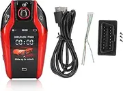 Akozon LCD Smart Key, Universal LCD Touch Screen Smart Key Remote Keyless Entry Remote For All Start Stop Engine Button Models (Red)