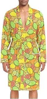 [ZZXXB] Lime Orange Lemon Mens Sleepwear Robe Lightweight Nightgown Long Sleeves Spa Bathrobe with Pockets M-XL
