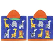 2PK Onkaparinga Kids 60x120cm Absorbent Hooded Beach Towel - Animals