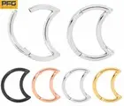 1 Pair 16G Stainless Steel Hinged Hoop Huggie Moon Crescent Ear Sleeper Earrings