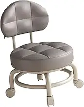 Ｂｅｓｇａ Swivel Caster Rolling Stool with Pulley, Makeup and Pedicure Seat for Home Barber Shop, Dark Gray, as described