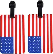 [RaymNord] 2 PCS USA Luggage Tag,America US Flag Banner Polyester Loop Labels for Suitcase Travel Bag Trunk Backpack