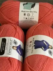 Lot of 3 ~ Loops and Threads Impeccable Yarn ~ Coral ~ 285 yds ~ 4.5 oz.
