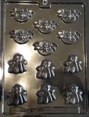 Halloween Bite-Sized Ghost, Bat Chocolate Plastic Candy Soap Mold LOP T-90