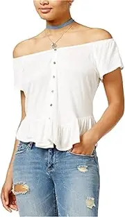 [American Rag] Juniors' Off-The-Shoulder Peplum Top