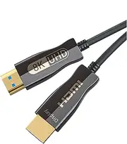 HDMI Cable 50 Feet 8k 60Hz Highwings High Speed HDMI Braided Cord 50ft HDR 48Gbps High Speed Optical Fiber Ultra HD Cord Compatible with Apple-TV PS4 Xbox PC