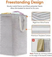 Lifewit 2 Pack Laundry Hamper Large Collapsible Select Size, Grey & Ivory Stripe