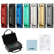 EASTTOP 10Hole Diatonic Harmonica Set of 7 Mouth Organ Harmonica Set with Case