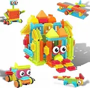PicassoTiles 120pcs HedgehogTiles Building Block, Stacking Interlock Teeth Construction Sensory Gift STEM Toy for Kids Toddlers Age 3 + PTB120