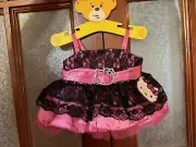 Build A Bear BAB Hello Kitty Pink Black Lace Dress Tulle NWT