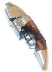 Deluxe Wood Handle Professional Corkscrew Double Hinge Waiters Wine Key Silver