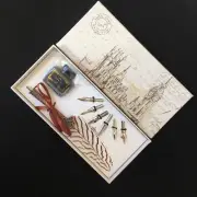 Dip Pen Real Feather Quill Calligraphy Antique Dip Pen 6 pcs Nibs W Ink H-96