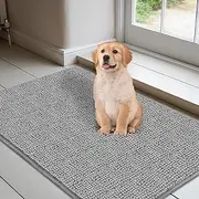 RUJDVEII Mud Mats for Dogs Large Soft Microfiber Dog Mat for Muddy Paws Absorbent Dog Door Mat with Non Slip Backing Dog Rugs for Muddy Paws Quick Dry Mud Mat for Entry & Indoor (30""X60"",Grey), Ri-XNE-GMD-Grey-30x60