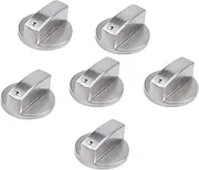 Changyeah 6 Pack D-Shaped Stove Control Knobs, 6mm Shaft Core Metal Stove Knobs Cooker Control Switch, Zinc Alloy Stove Gas Cooker Switch Knob. Compatible with Range,General Oven,Stove(Silver)
