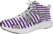 [Generic] Men's Running Shoes Sneakers Tennis Workout Walking Gym Athletic Shoes Zebra Purple White Stripe Pattern