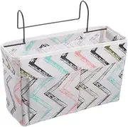 AIMALL Dormitory Bedside Storage Pocket, Hanging Basket Bedside Caddy, Canvas Pocket with Wrought Iron Hook for Bed, Couch, Dormitory, Hospital Use, Container Bag Pocket (Colorful pattern)