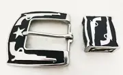 Jeremiah Watt Pistol Packin 6 Shooter Gun Heel Bar Buckle & Keeper Loop Belt New