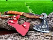Handmade Carbon steel Viking Axe For Hunting Camping Outdoor Hiking With Sheath