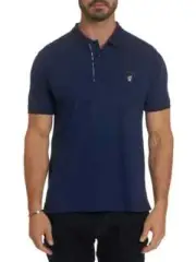 Robert Graham Men's Lucifer Classic Fit Skull Embroidered Polo Navy