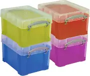 Plastic Storage Bin with Lid, Stackable Mini Container, Assorted Colors, Clear,