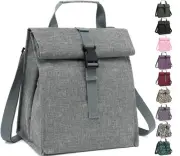 Insulated Lunch Bag for Men/Women/Kids, Roll top Reusable Lunch Box with Adju...